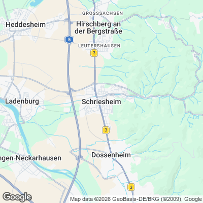 Karte von Schriesheim und Umgebung