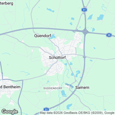 Karte von Schüttorf und Umgebung
