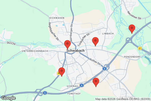 Karte mit Entrümpelungsaufträgen in Schwabach