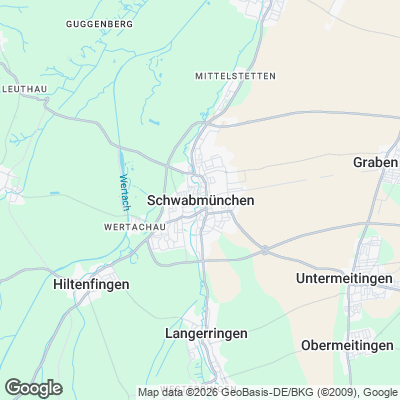 Karte von Schwabmünchen und Umgebung