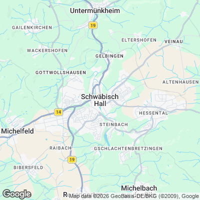 Karte von Schwäbisch Hall und Umgebung