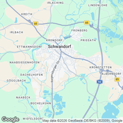 Karte von Schwandorf und Umgebung