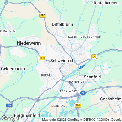 Karte von Schweinfurt und Umgebung