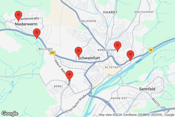 Karte mit Entrümpelungsaufträgen in Schweinfurt