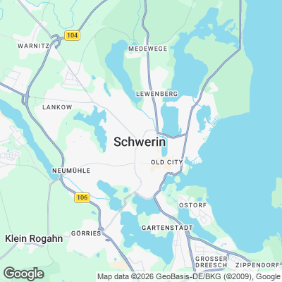 Karte von Schwerin und Umgebung