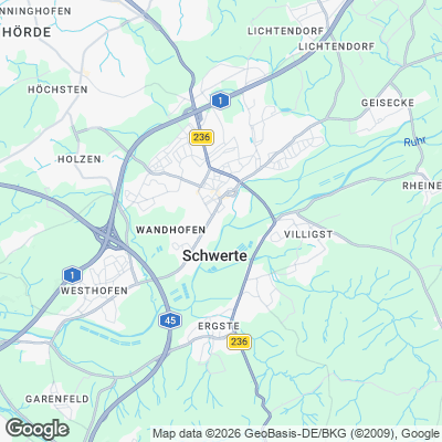 Karte von Schwerte und Umgebung