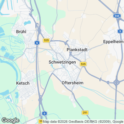 Karte von Schwetzingen und Umgebung