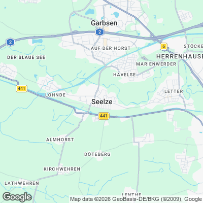 Karte von Seelze und Umgebung