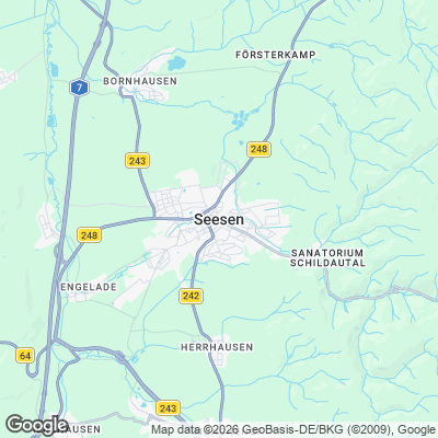 Karte von Seesen und Umgebung