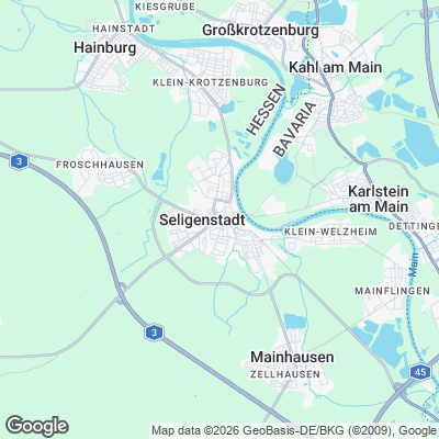 Karte von Seligenstadt und Umgebung