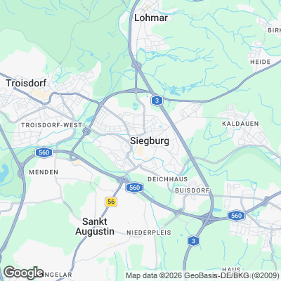 Karte von Siegburg und Umgebung