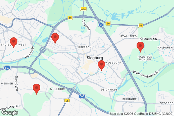 Karte mit Entrümpelungsaufträgen in Siegburg