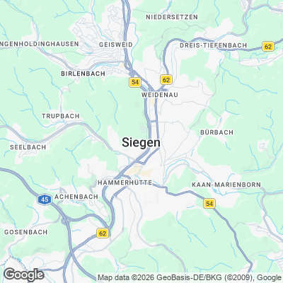 Karte von Siegen und Umgebung
