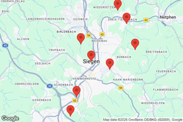 Karte mit Entrümpelungsaufträgen in Siegen