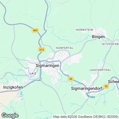 Karte von Sigmaringen und Umgebung