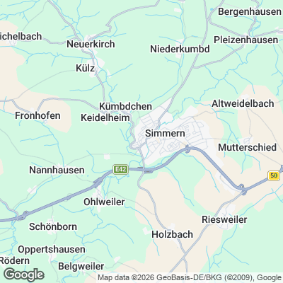 Karte von Simmern und Umgebung
