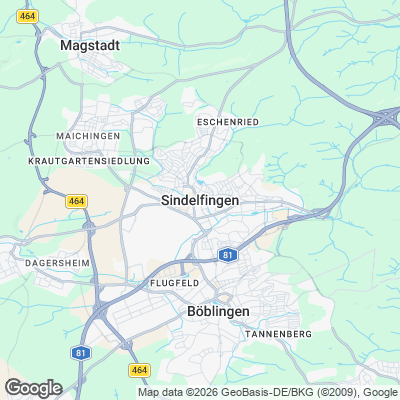 Karte von Sindelfingen und Umgebung