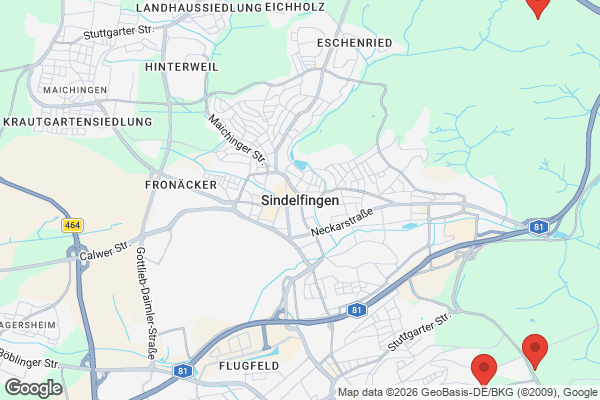 Karte mit Entrümpelungsaufträgen in Sindelfingen