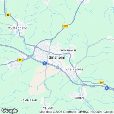 Karte von Sinsheim und Umgebung
