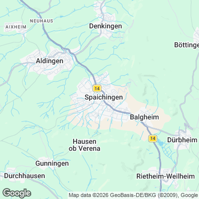 Karte von Spaichingen und Umgebung