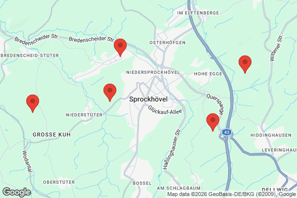 Karte mit Entrümpelungsaufträgen in Sprockhövel
