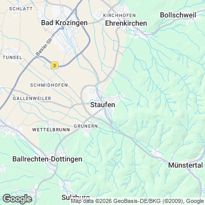 Karte von Staufen im Breisgau und Umgebung