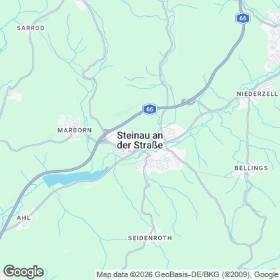 Karte von Steinau an der Straße und Umgebung