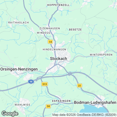 Karte von Stockach und Umgebung