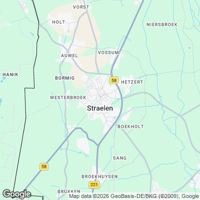 Karte von Straelen und Umgebung