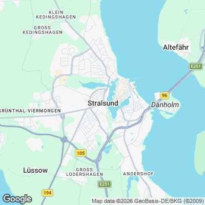 Karte von Stralsund und Umgebung