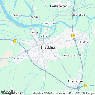Karte von Straubing und Umgebung