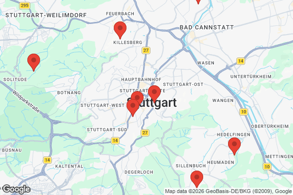 Karte mit Entrümpelungsaufträgen in Stuttgart