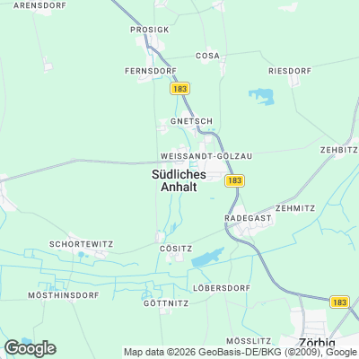 Karte von Südliches Anhalt und Umgebung
