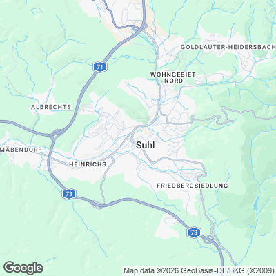 Karte von Suhl und Umgebung