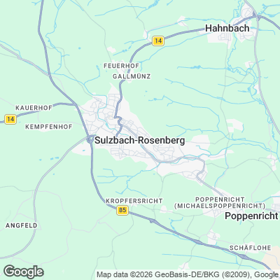 Karte von Sulzbach-Rosenberg und Umgebung