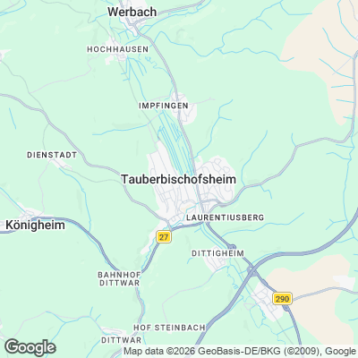 Karte von Tauberbischofsheim und Umgebung