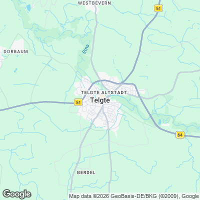 Karte von Telgte und Umgebung