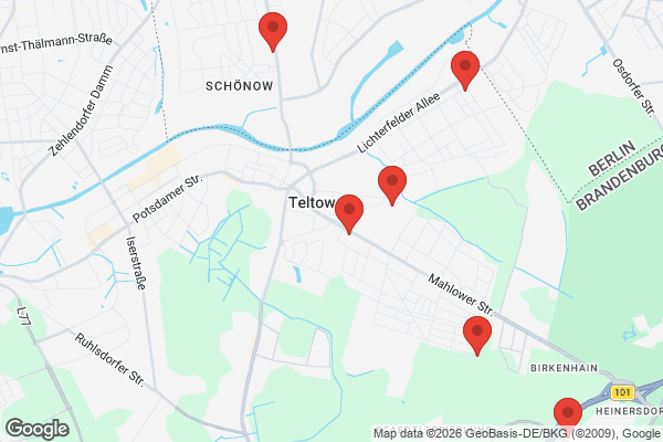 Karte mit Entrümpelungsaufträgen in Teltow