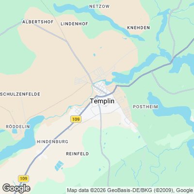 Karte von Templin und Umgebung