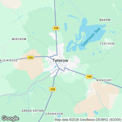 Karte von Teterow und Umgebung