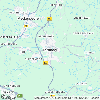 Karte von Tettnang und Umgebung