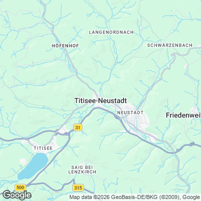 Karte von Titisee-Neustadt und Umgebung