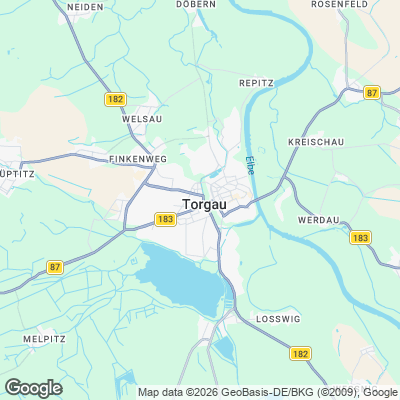 Karte von Torgau und Umgebung