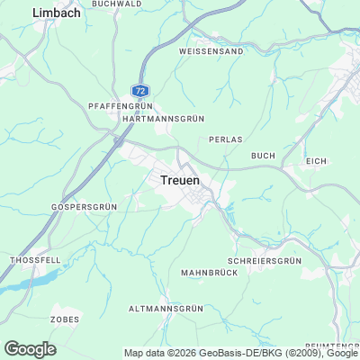 Karte von Treuen und Umgebung