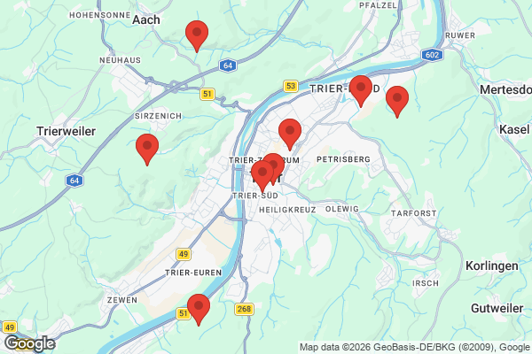 Karte mit Entrümpelungsaufträgen in Trier