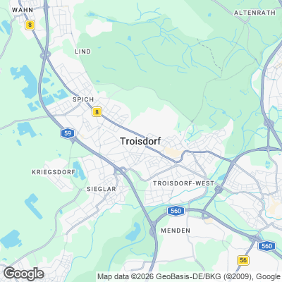 Karte von Troisdorf und Umgebung