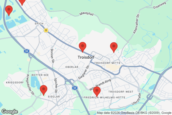 Karte mit Entrümpelungsaufträgen in Troisdorf