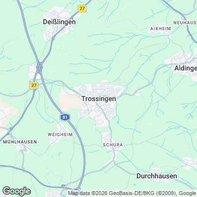 Karte von Trossingen und Umgebung