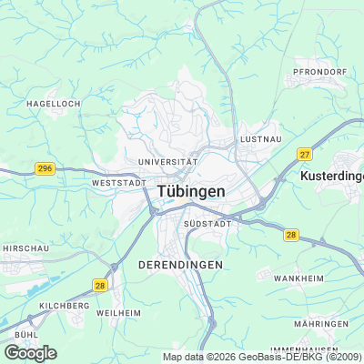 Karte von Tübingen und Umgebung