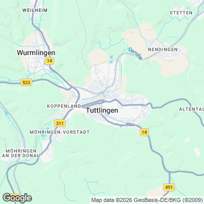 Karte von Tuttlingen und Umgebung